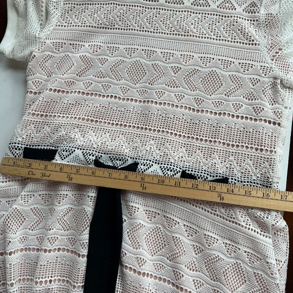 Anthropologie HD in Paris Coquette Off White Crochet Dress with Black Bow - Picture 8 of 8